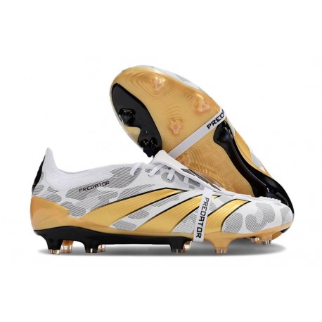 Adidas Predator 24 Elite Tongue FG Bianco Nero Core Oro Met