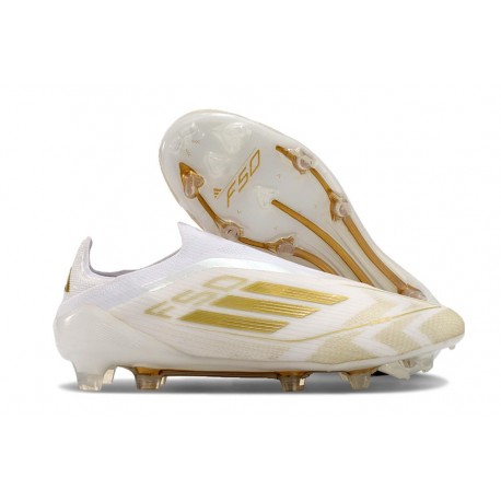 Scarpa adidas F50 Elite Laceless FG Ftwr Bianco Oro Met Ftwr Bianco