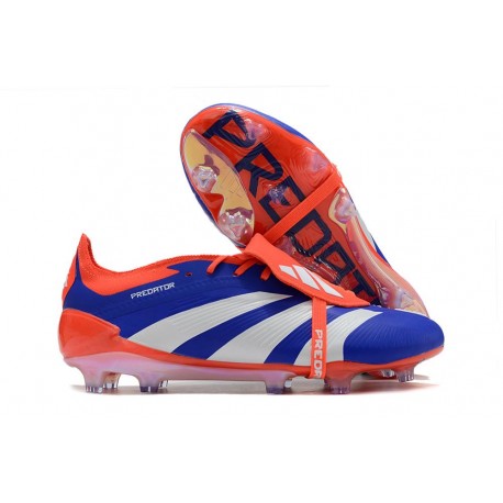 Adidas Predator 24 Elite Tongue FG Blu Lucido Ftwr Bianco Rosso Solare