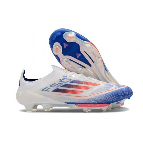 Scarpe da Calcio adidas F50 + Elite FG Bianco Blu Lucido Rosso Solare