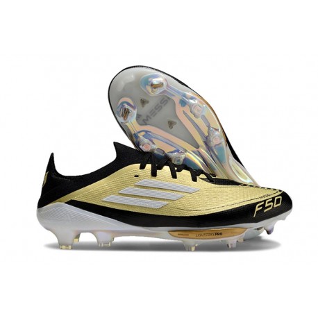 Scarpe da Calcio adidas F50 + Elite FG Oro Met Nero Bianco