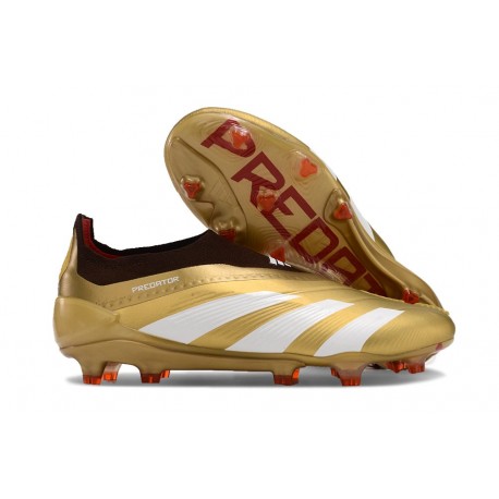 Scarpe adidas Predator Elite Senza Lacci FG Oro Bianco Rosso