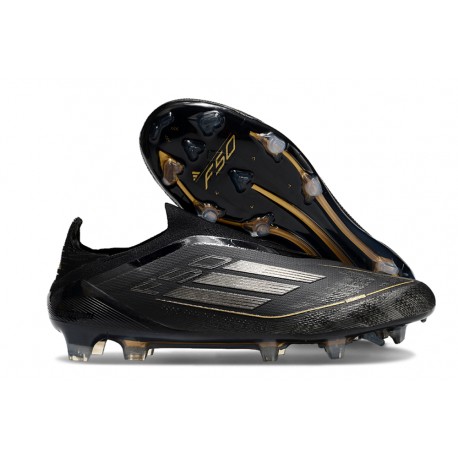 Scarpa adidas F50 Elite Laceless FG Nero Core Ferro Metallizzato Oro Met