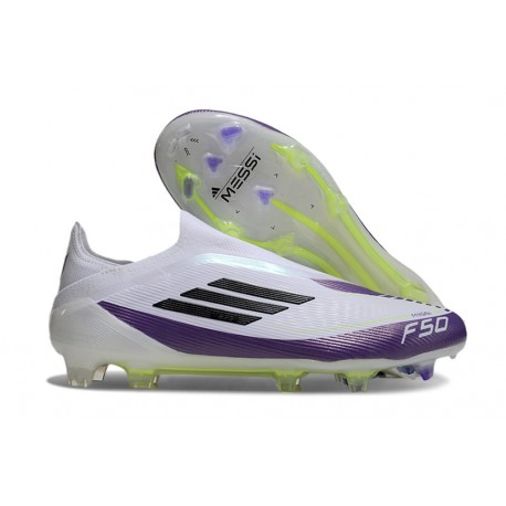 adidas F50 Elite Laceless FG X Messi Ftwr Bianco Nero Core Unity Viola
