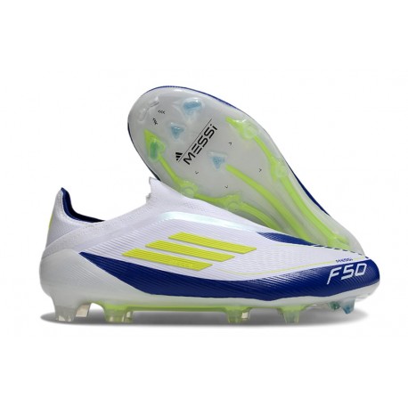 adidas F50 Elite Laceless FG Bianco Giallo Solare Blu Lucido