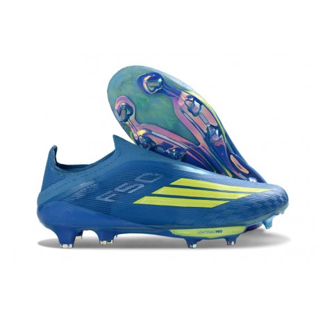 adidas F50+ Elite Senza Lacci FG MESSI Team Blu Royal Giallo Solare Semi Blu Burst